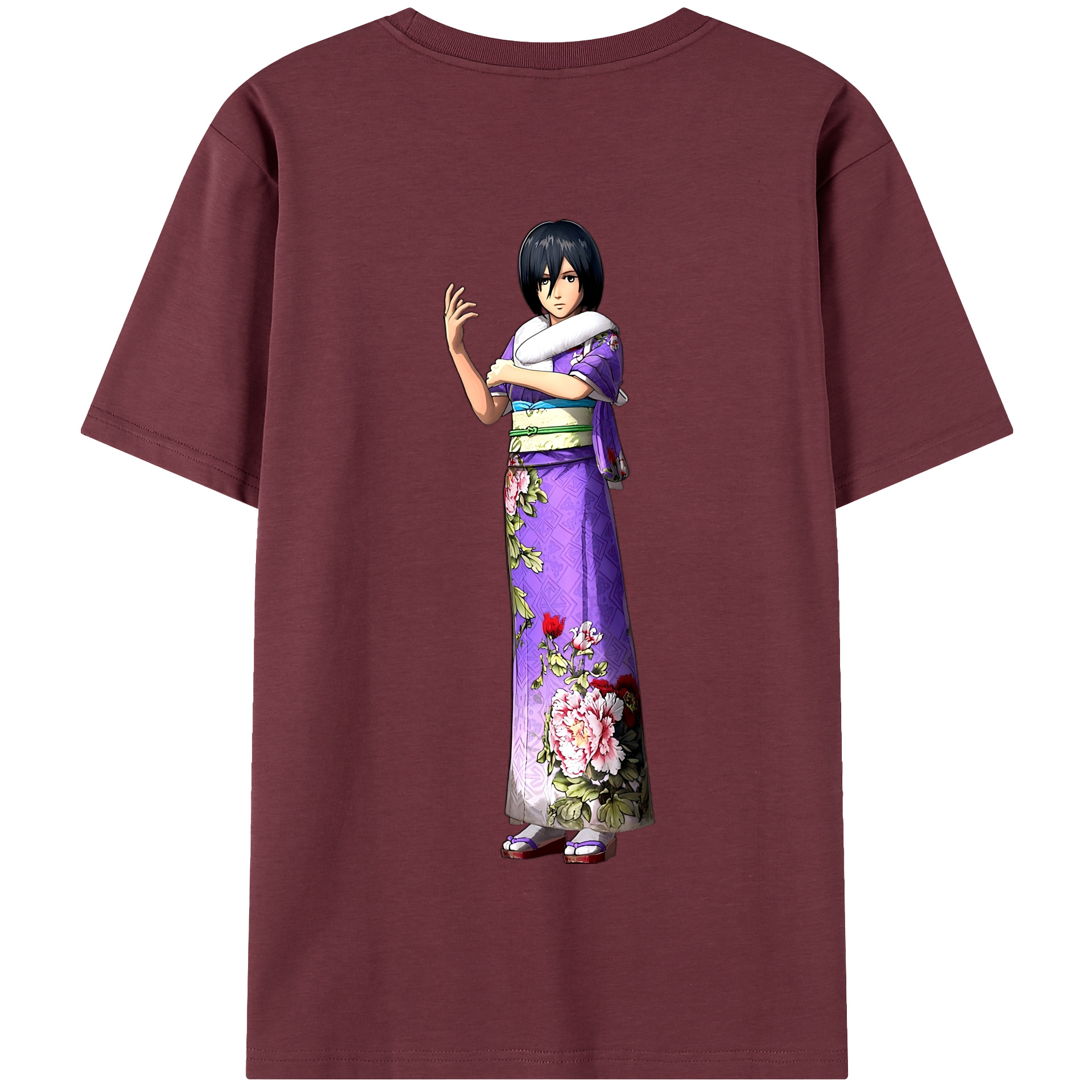 （画像用） 進撃の巨人 ミカサ·アッカーマン Attack on Titan Mikasa Ackerman 綿100％半袖Tシャツ（背面プリント）